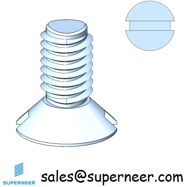 M3 × 6mm Flat Head Slot Thread Forming Screws for Metal Steel Blue Zinc Plated