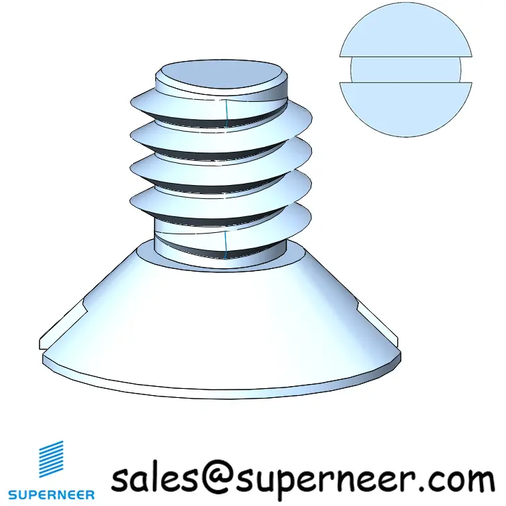 M4 × 6mm Flat Head Slot Thread Forming Screws for Metal Steel Blue Zinc Plated