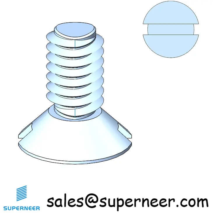 M4 × 8mm Flat Head Slot Thread Forming Screws for Metal Steel Blue Zinc Plated