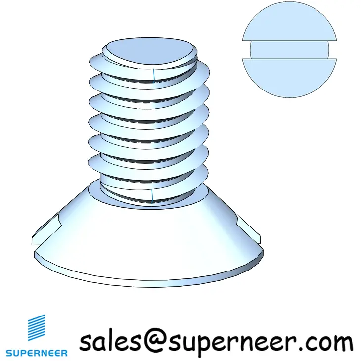 M6 × 10mm Flat Head Slot Thread Forming Screws for Metal Steel Blue Zinc Plated