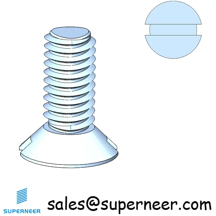 M6 × 14mm Flat Head Slot Thread Forming Screws for Metal Steel Blue Zinc Plated