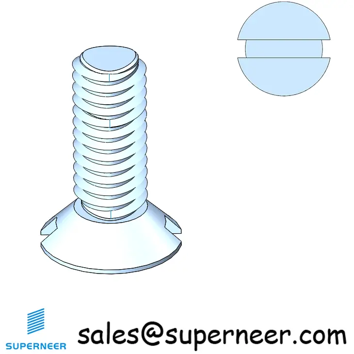 M6 × 16mm Flat Head Slot Thread Forming Screws for Metal Steel Blue Zinc Plated