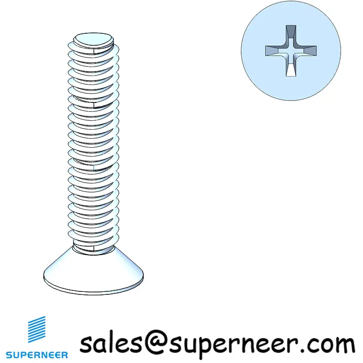 M2.5 × 12mm Flat Head Phillips Thread Forming Screws for Metal Steel Blue Zinc Plated