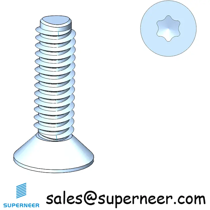 M2 × 7mm Flat Head Torx Thread Forming Screws for Metal Steel Blue Zinc Plated