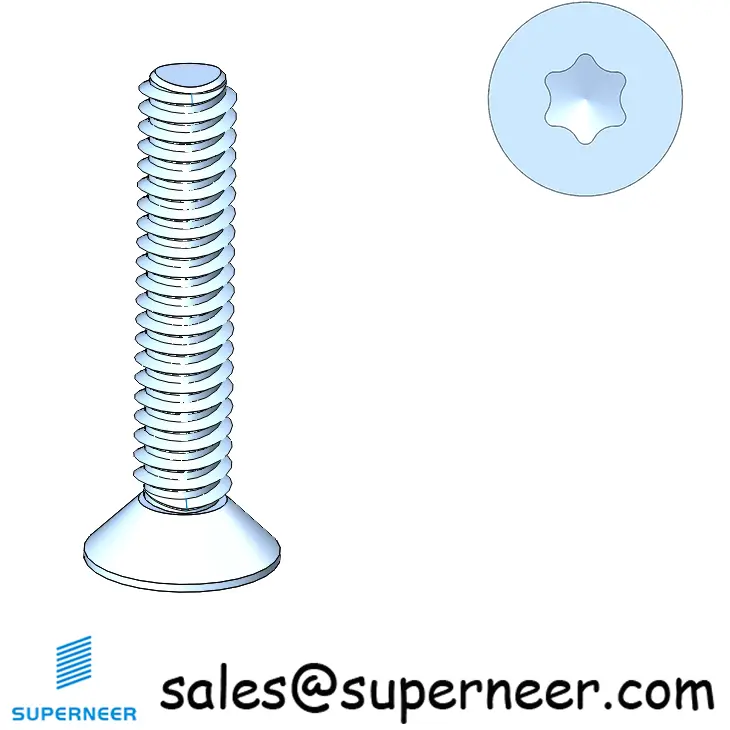 M2 × 10mm Flat Head Torx Thread Forming Screws for Metal Steel Blue Zinc Plated