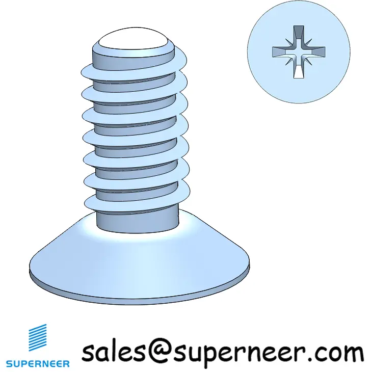 2-56 × 3/16 Flat Head Pozi Thread Forming  Screws for Metal  Steel Blue Zinc Plated