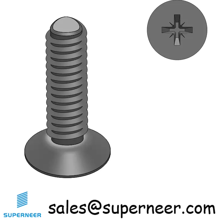2-56 × 5/16 Flat Head Pozi Thread Forming  Screws for Metal  Steel Black
