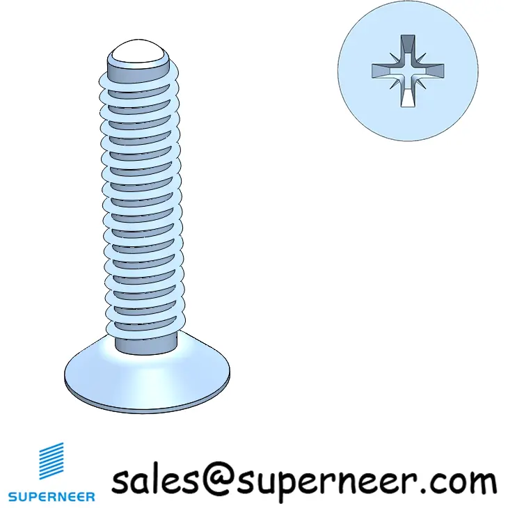 2-56 × 3/8 Flat Head Pozi Thread Forming  Screws for Metal  Steel Blue Zinc Plated