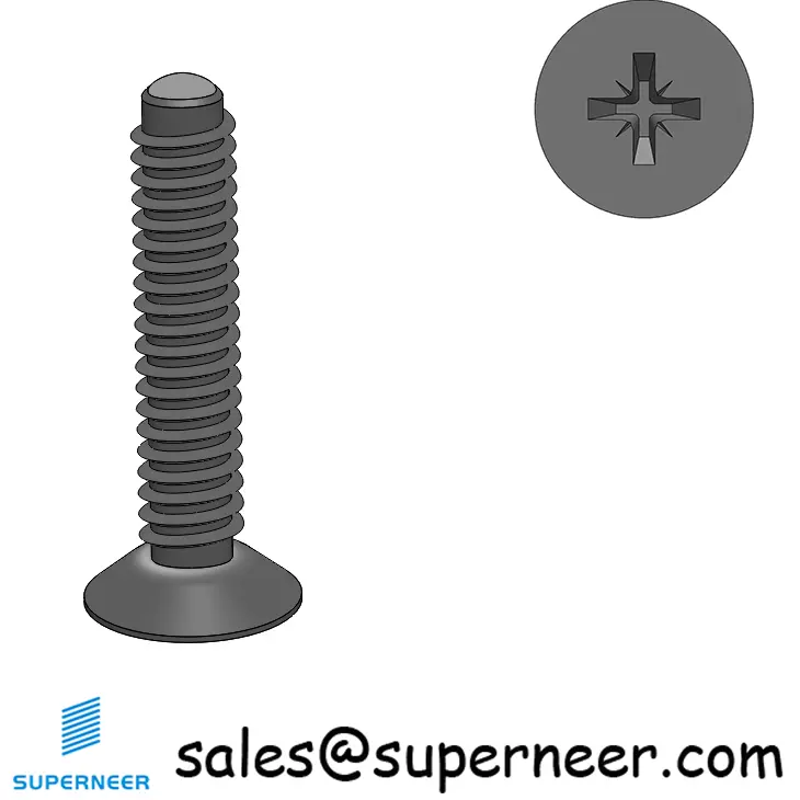 2-56 × 7/16 Flat Head Pozi Thread Forming  Screws for Metal  Steel Black