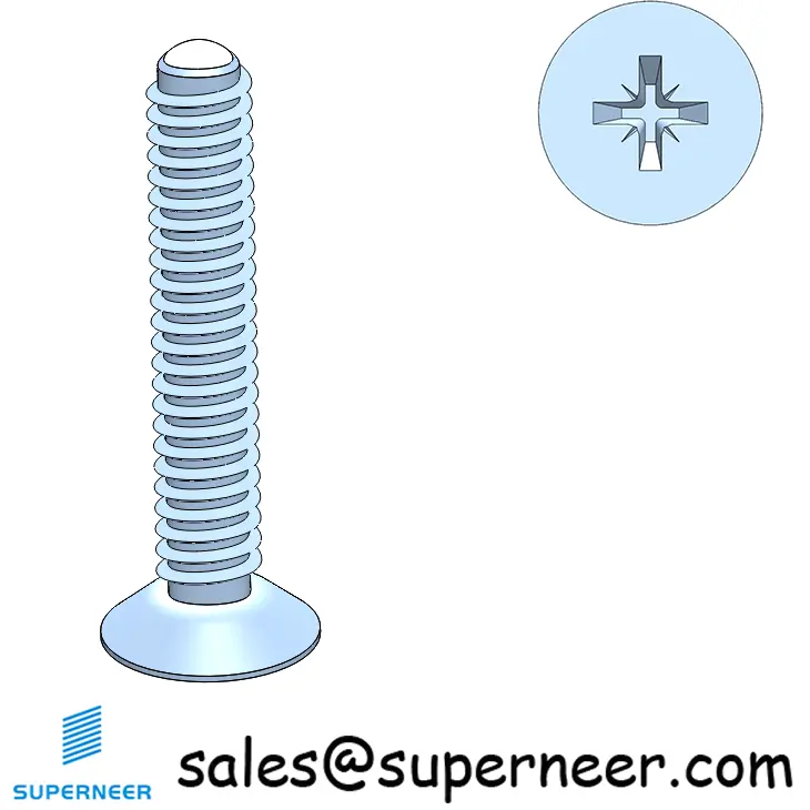 2-56 × 1/2 Flat Head Pozi Thread Forming  Screws for Metal  Steel Blue Zinc Plated