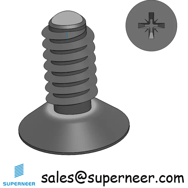 4-40 × 1/4 Flat Head Pozi Thread Forming  Screws for Metal  Steel Black
