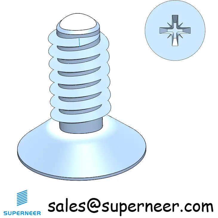 4-40 × 1/4 Flat Head Pozi Thread Forming  Screws for Metal  Steel Blue Zinc Plated