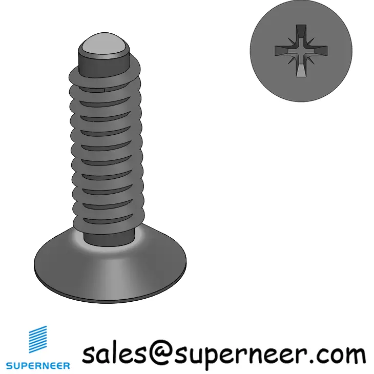 4-40 × 3/8 Flat Head Pozi Thread Forming  Screws for Metal  Steel Black