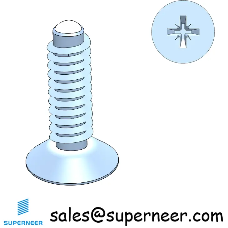 4-40 × 3/8 Flat Head Pozi Thread Forming  Screws for Metal  Steel Blue Zinc Plated