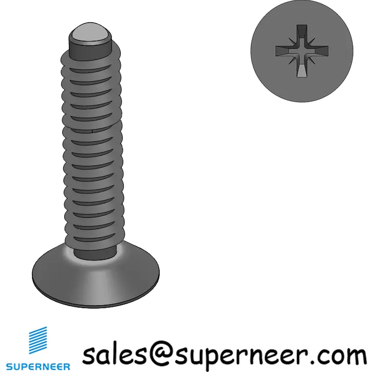 4-40 × 1/2 Flat Head Pozi Thread Forming  Screws for Metal  Steel Black