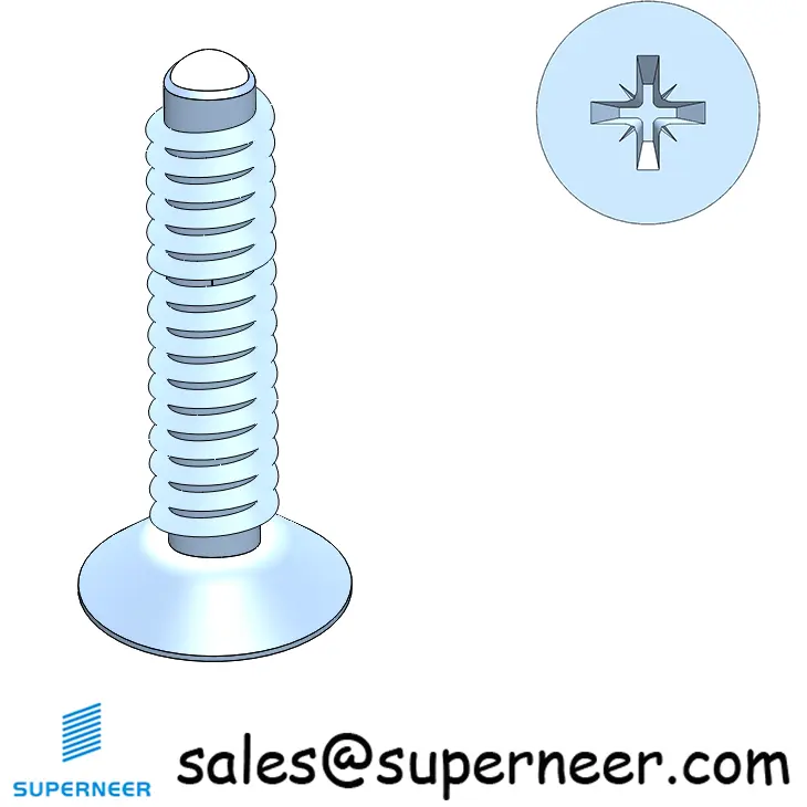 4-40 × 1/2 Flat Head Pozi Thread Forming  Screws for Metal  Steel Blue Zinc Plated