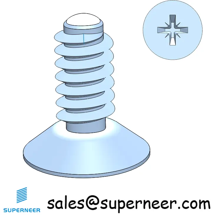 6-32 × 5/16 Flat Head Pozi Thread Forming  Screws for Metal  Steel Blue Zinc Plated