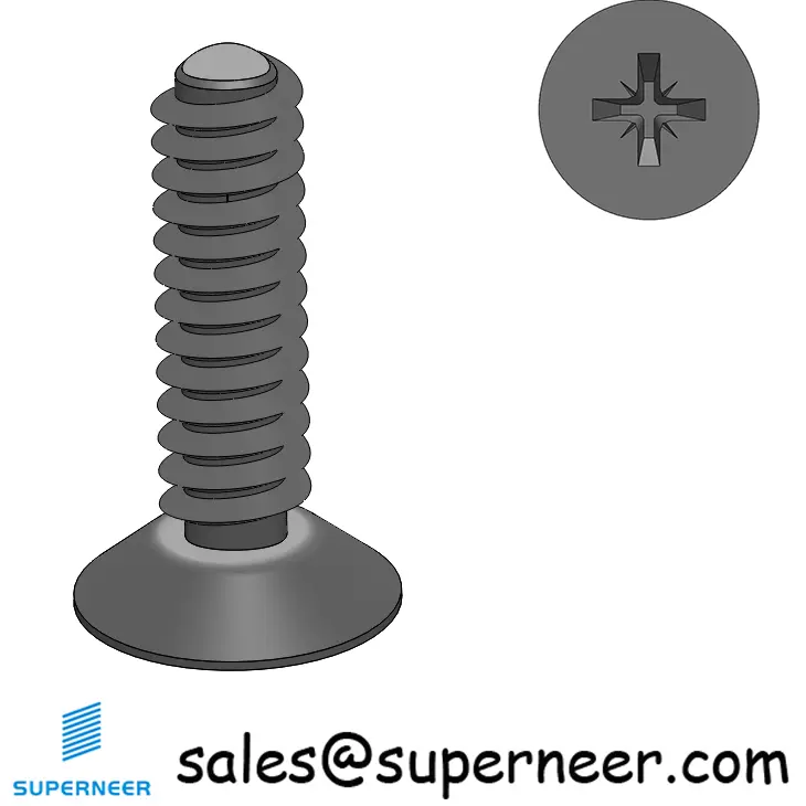 6-32 × 1/2 Flat Head Pozi Thread Forming  Screws for Metal  Steel Black