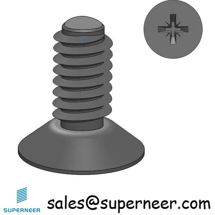 8-32 × 3/8 Flat Head Pozi Thread Forming  Screws for Metal  Steel Black