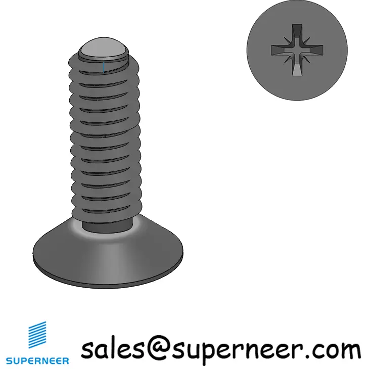8-32 × 1/2 Flat Head Pozi Thread Forming  Screws for Metal  Steel Black