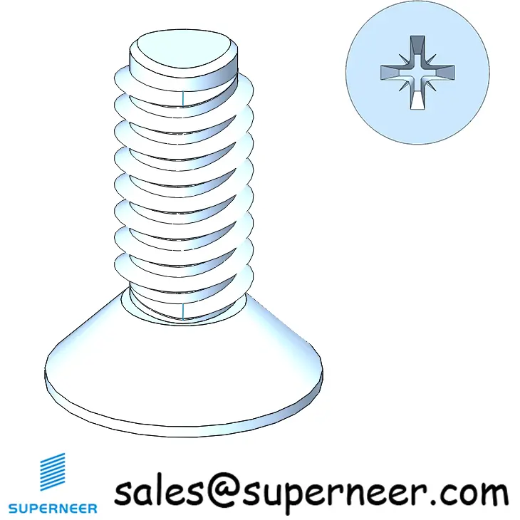 M2 × 5mm Flat Head PoziThread Forming Screws for Metal Steel Blue Zinc Plated