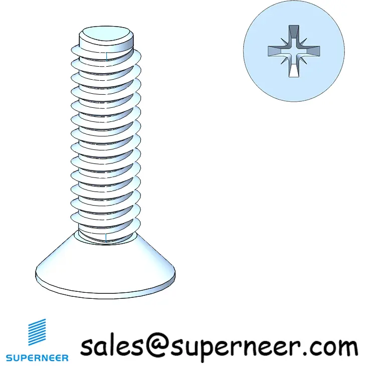 M2 × 7mm Flat Head Pozi Thread Forming Screws for Metal Steel Blue Zinc Plated
