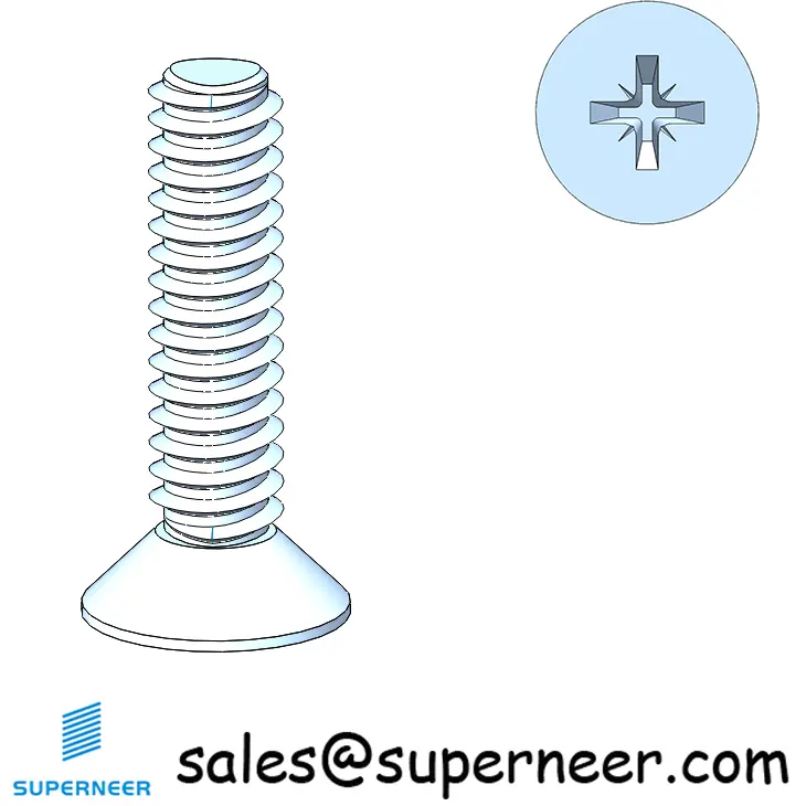 M2 × 8mm Flat Head Pozi Thread Forming Screws for Metal Steel Blue Zinc Plated