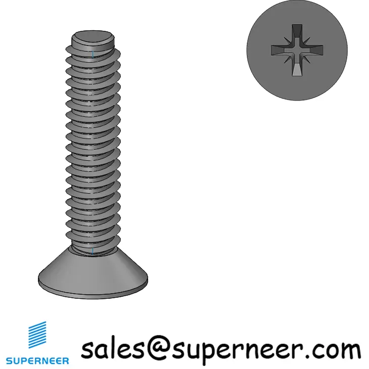 M2 × 9mm Flat Head Pozi Thread Forming Screws for Metal Steel Black