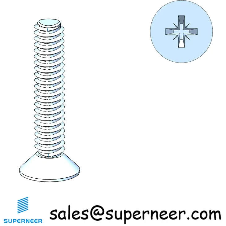 M2 × 10mm Flat Head Pozi Thread Forming Screws for Metal Steel Blue Zinc Plated