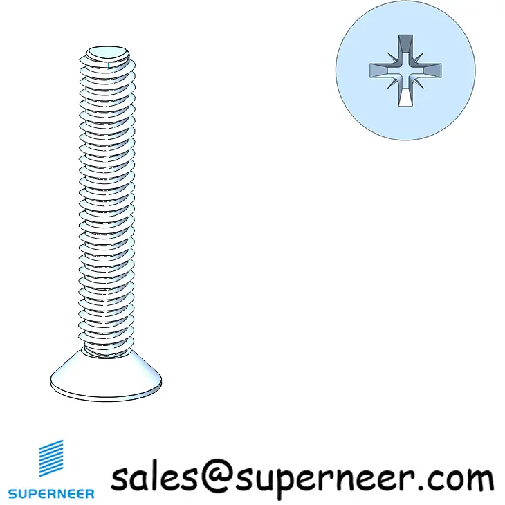 M2 × 12mm Flat Head Pozi Thread Forming Screws for Metal Steel Blue Zinc Plated