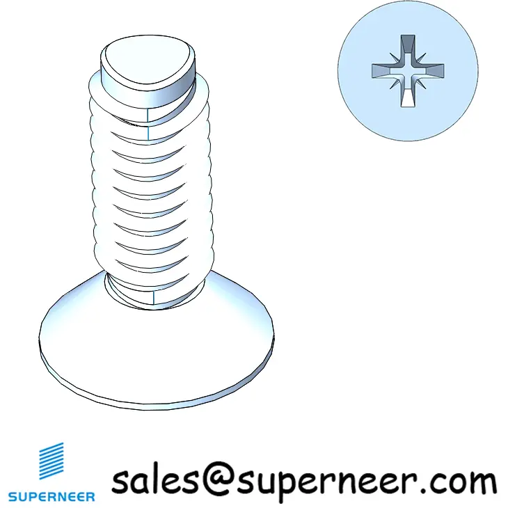 M2.5 × 7mm Flat Head Pozi Thread Forming Screws for Metal Steel Blue Zinc Plated