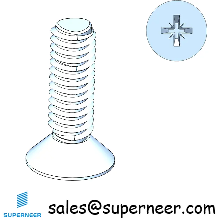 M2.5 × 8mm Flat Head Pozi Thread Forming Screws for Metal Steel Blue Zinc Plated
