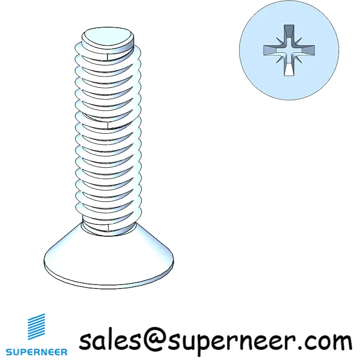 M2.5 × 9mm Flat Head Pozi Thread Forming Screws for Metal Steel Blue Zinc Plated