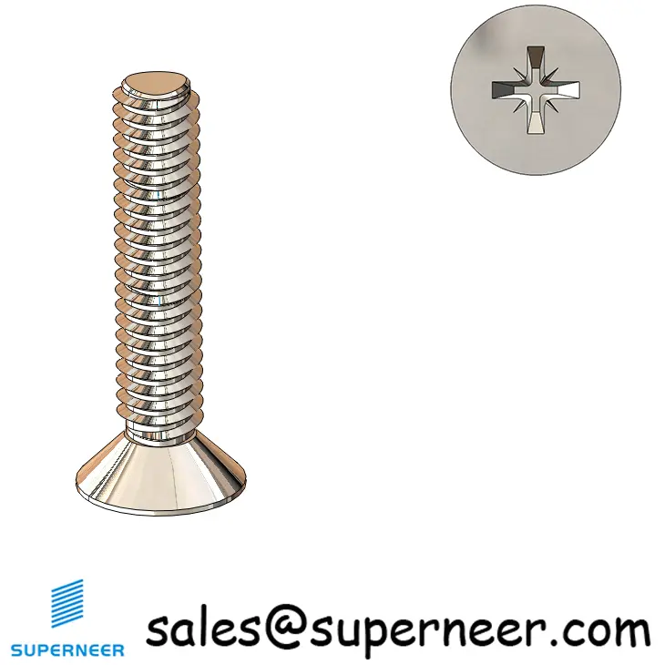 M2.5 × 12mm Flat Head Pozi Thread Forming Screws for Metal SUS304 Stainless Steel Inox