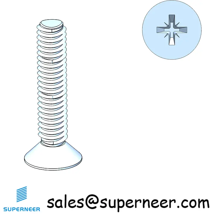 M2.5 × 12mm Flat Head Pozi Thread Forming Screws for Metal Steel Blue Zinc Plated