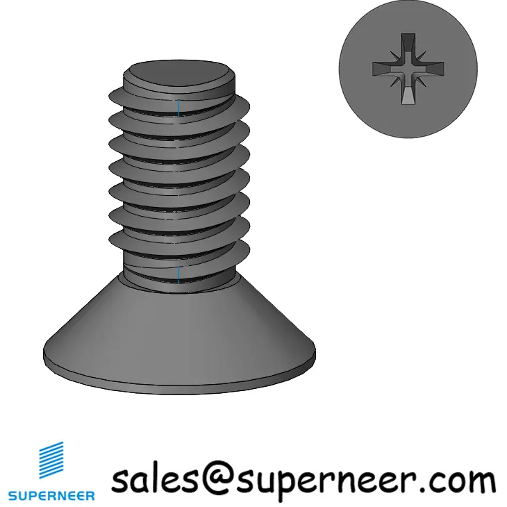 M3 × 6mm Flat Head Pozi Thread Forming Screws for Metal Steel Black