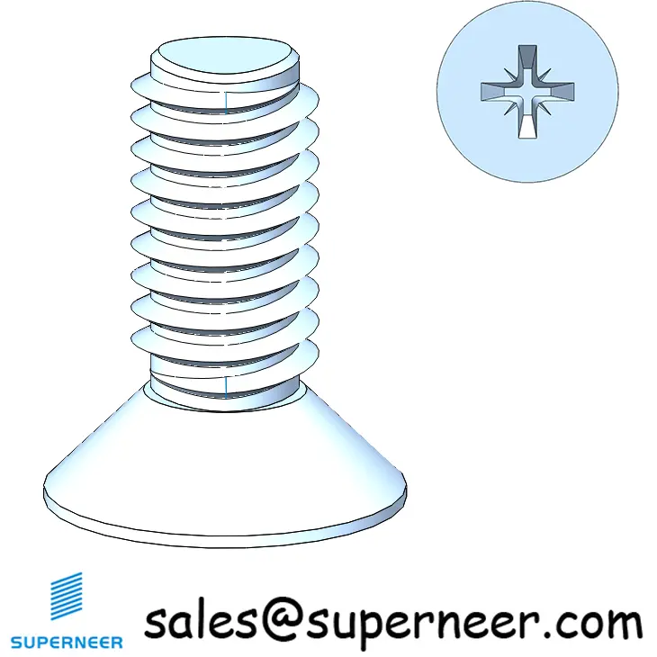 M3 × 7mm Flat Head Pozi Thread Forming Screws for Metal Steel Blue Zinc Plated