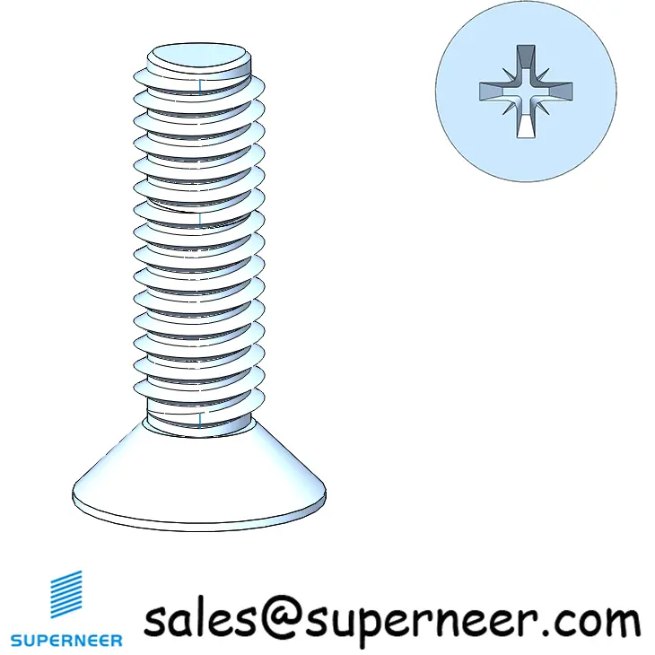 M3 × 10mm Flat Head Pozi Thread Forming Screws for Metal Steel Blue Zinc Plated