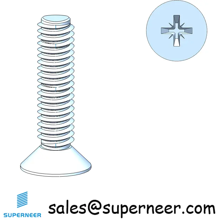 M3 × 12mm Flat Head Pozi Thread Forming Screws for Metal Steel Blue Zinc Plated