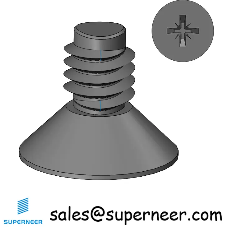 M4 × 7mm Flat Head Pozi Thread Forming Screws for Metal Steel Black