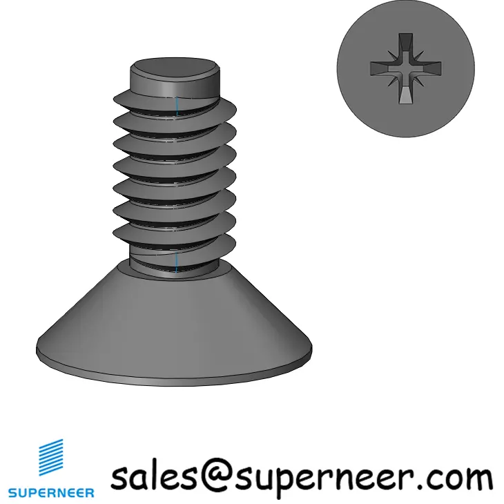 M4 × 9mm Flat Head Pozi Thread Forming Screws for Metal Steel Black