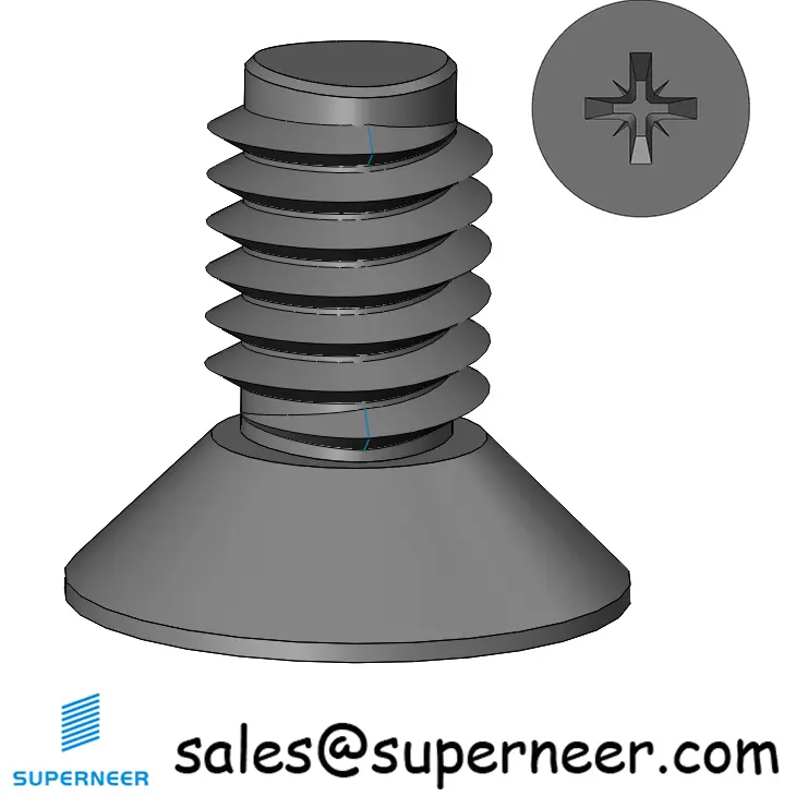 M5 × 9mm Flat Head Pozi Thread Forming Screws for Metal Steel Black