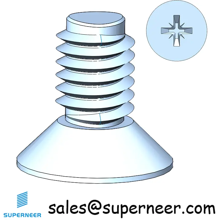 M5 × 9mm Flat Head Pozi Thread Forming Screws for Metal Steel Blue Zinc Plated