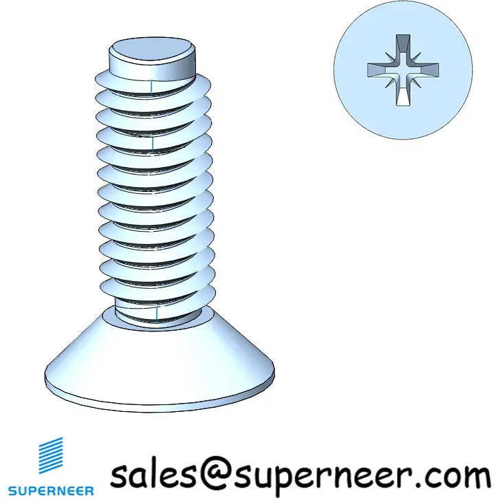 M5 × 14mm Flat Head Pozi Thread Forming Screws for Metal Steel Blue Zinc Plated