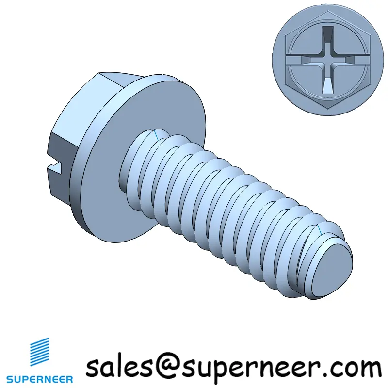 2-56 × 1/4 Hex Washer Phillips Slot Thread Forming  Screws for Metal  Steel Blue Zinc Plated