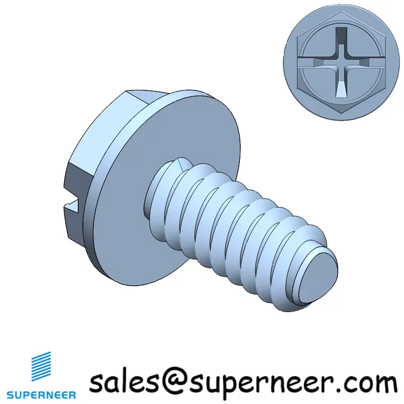 4-40 × 1/4 Hex Washer Phillips Slot Thread Forming  Screws for Metal  Steel Blue Zinc Plated