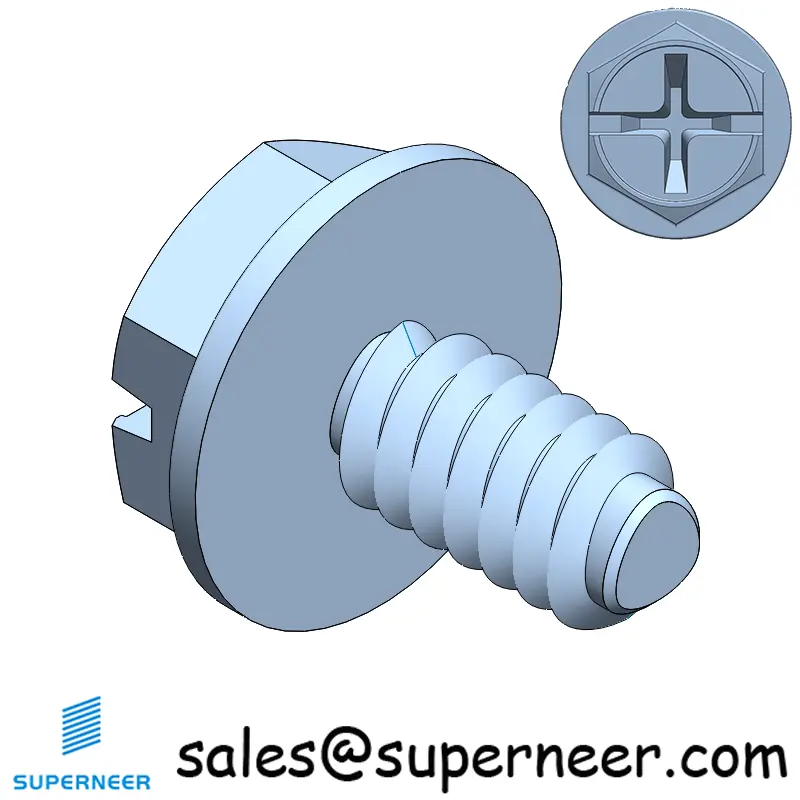 6-32 × 1/4 Hex Washer Phillips Slot Thread Forming  Screws for Metal  Steel Blue Zinc Plated