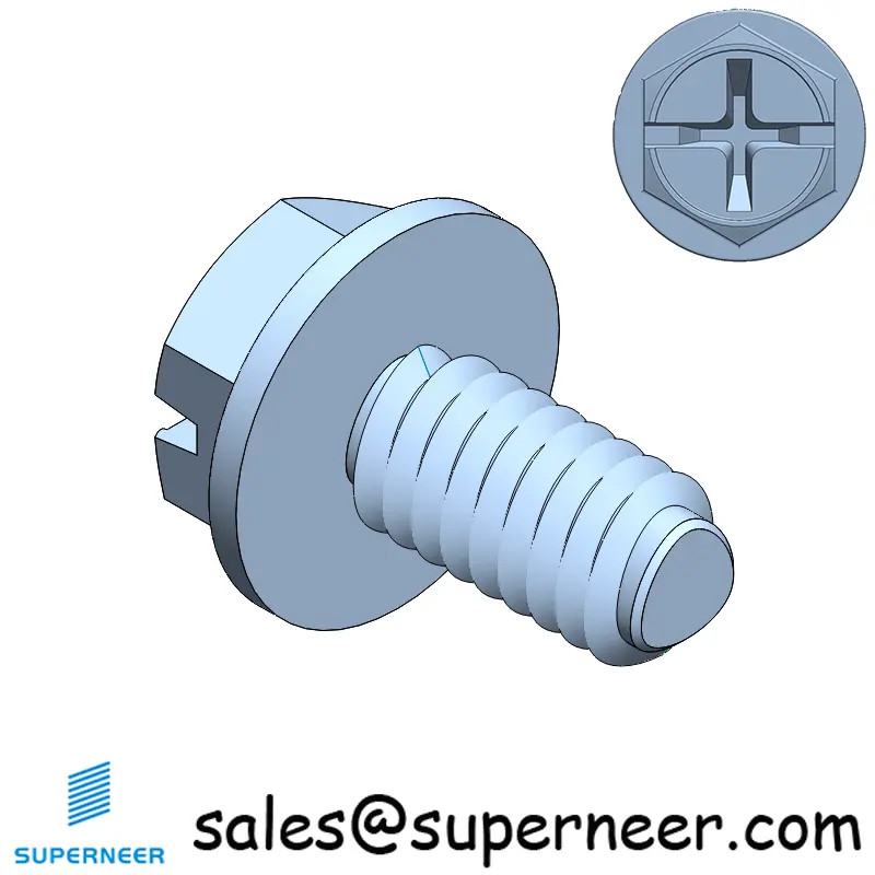 8-32 × 5/16 Hex Washer Phillips Slot Thread Forming  Screws for Metal  Steel Blue Zinc Plated