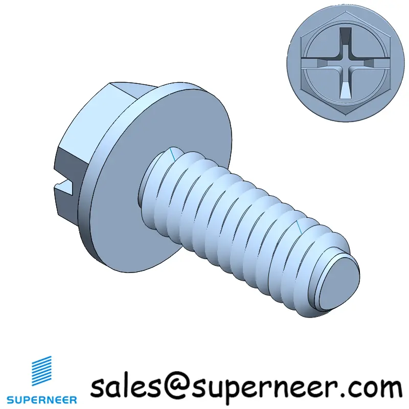 8-32 × 7/16 Hex Washer Phillips Slot Thread Forming  Screws for Metal  Steel Blue Zinc Plated