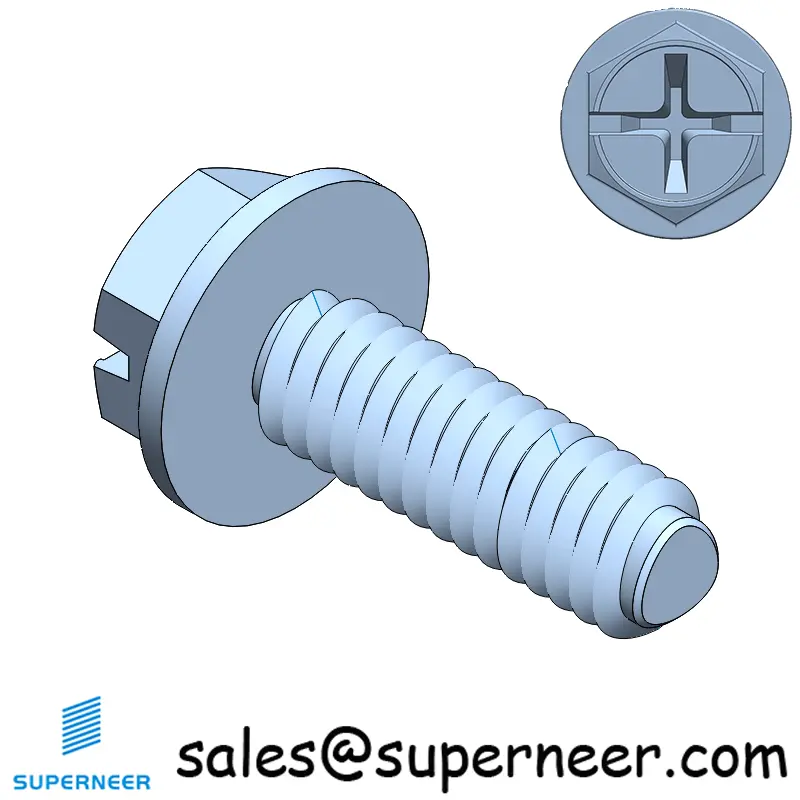 8-32 × 1/2 Hex Washer Phillips Slot Thread Forming  Screws for Metal  Steel Blue Zinc Plated